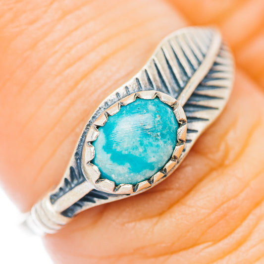 Mojave Turquoise Feather Ring Size 7 (.925 Sterling Silver)