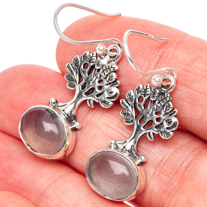 Aquamarine Tree Earrings 1 3/8" (925 Sterling Silver) E1388