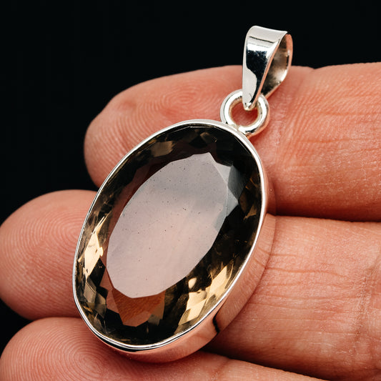 Premium 32ct Faceted Smoky Quartz Pendant 1 1/2" (.925 Sterling Silver)
