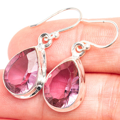 Faceted Color Change Alexandrite (Lab.) Earrings 1 1/4" (925 Sterling Silver) E432570