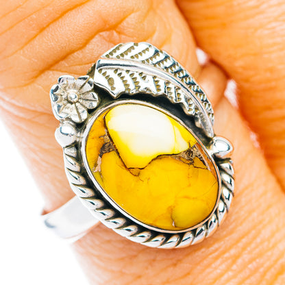 Southwestern Style Honey Dahlia Turquoise Ring Size 10 (.925 Sterling Silver)