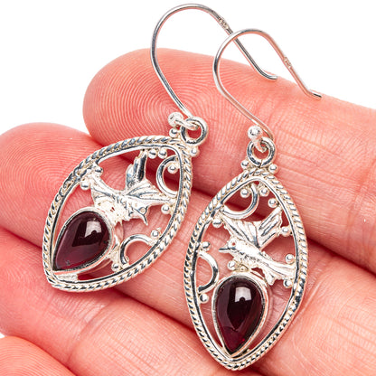 Garnet Earrings 1 5/8" (925 Sterling Silver) E433186