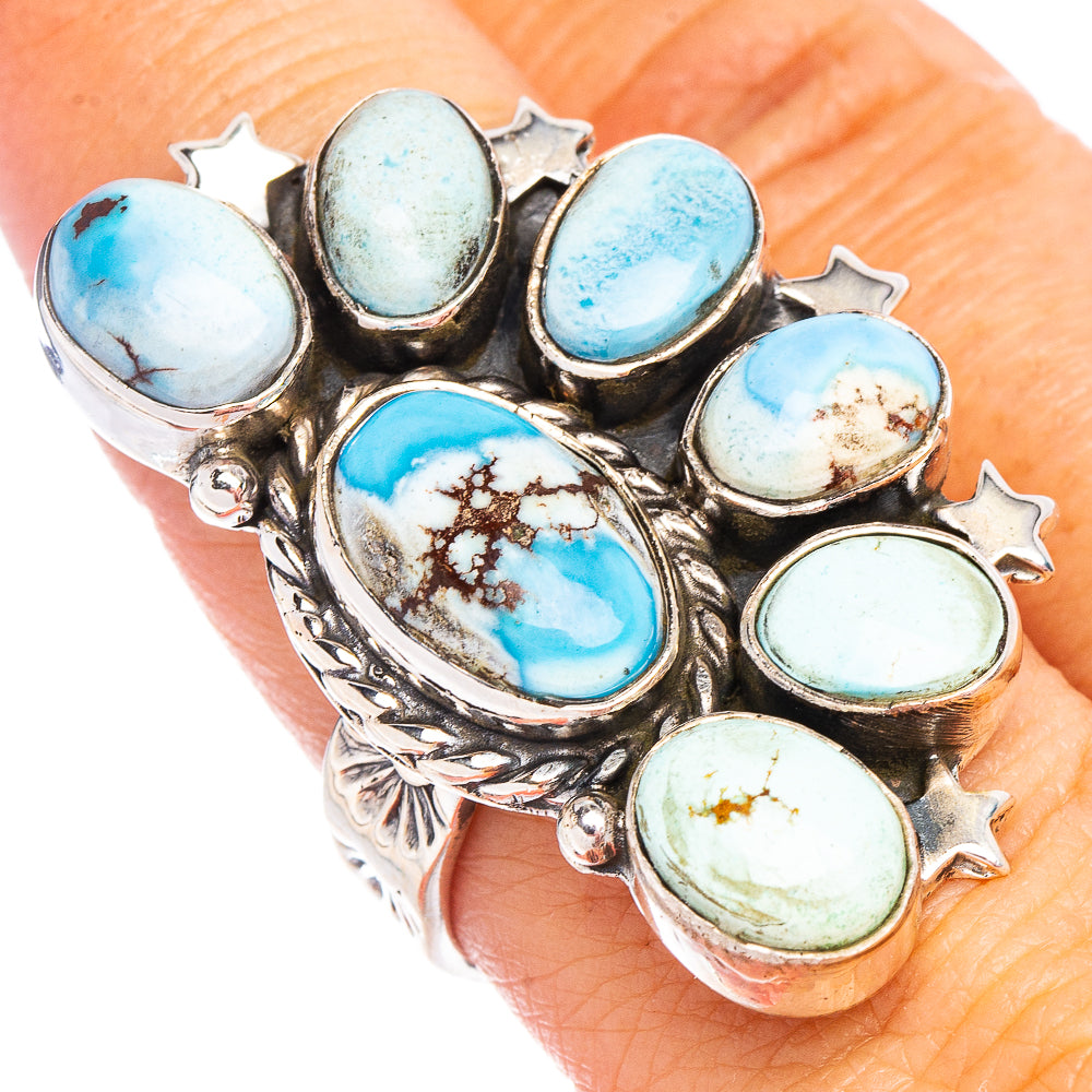 Golden Hills Turquoise Native Style Ring Size 8 Adjustable (.925 Sterling Silver) Exclusive