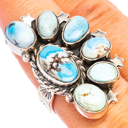 Golden Hills Turquoise Native Style Ring Size 8 Adjustable (.925 Sterling Silver) Exclusive