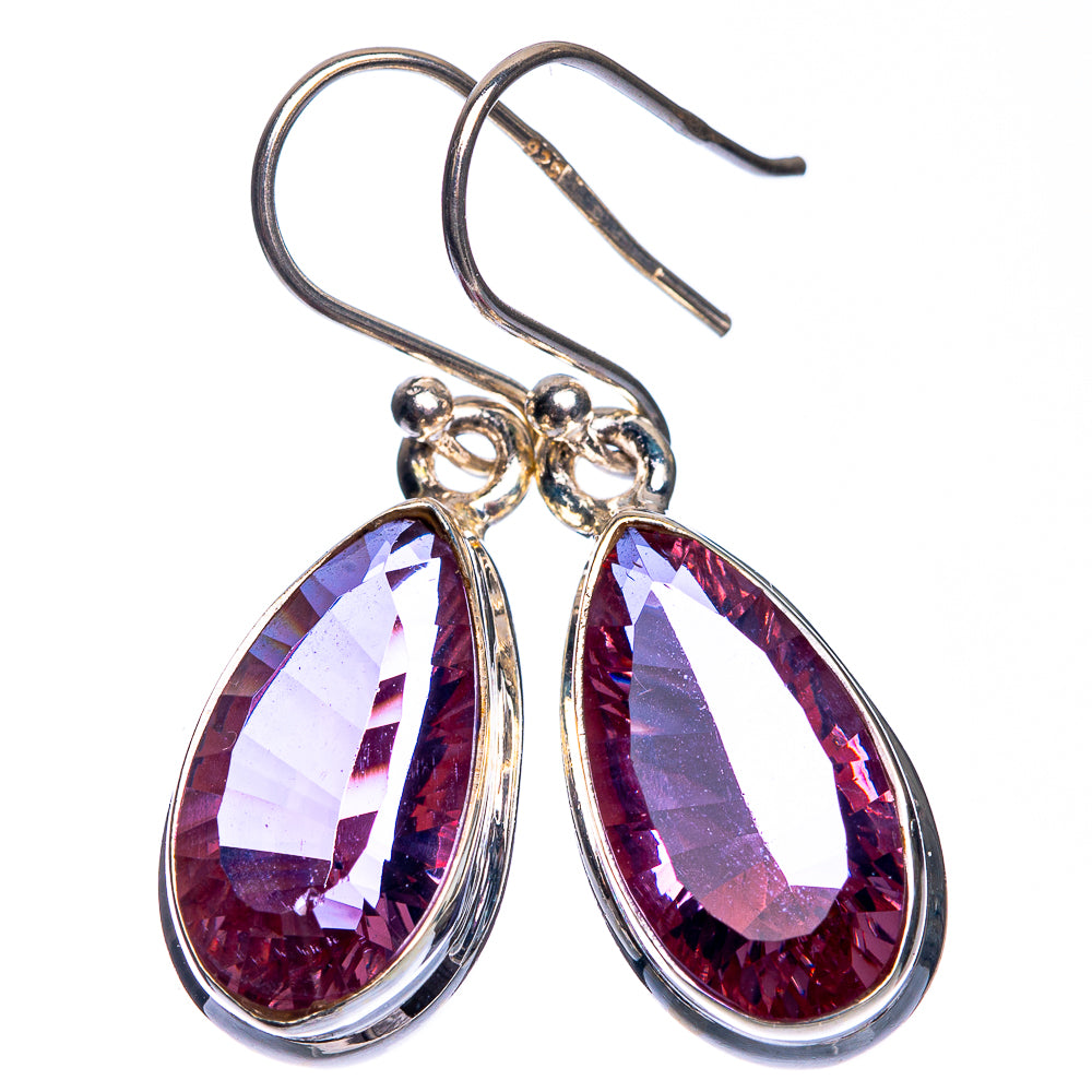 Teardrop color-change earrings in sterling silver with purple-blue faceted stones
