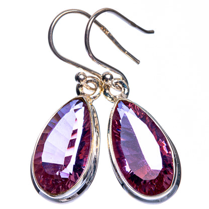 Teardrop color-change earrings in sterling silver with purple-blue faceted stones