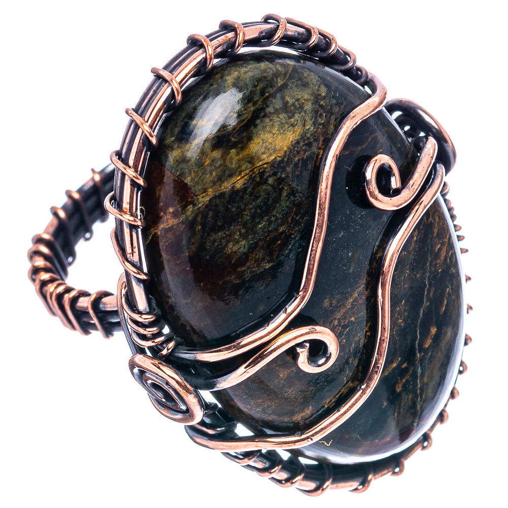 Pietersite Wire Wrap Ring Size 6.75 (Oxidized Copper)
