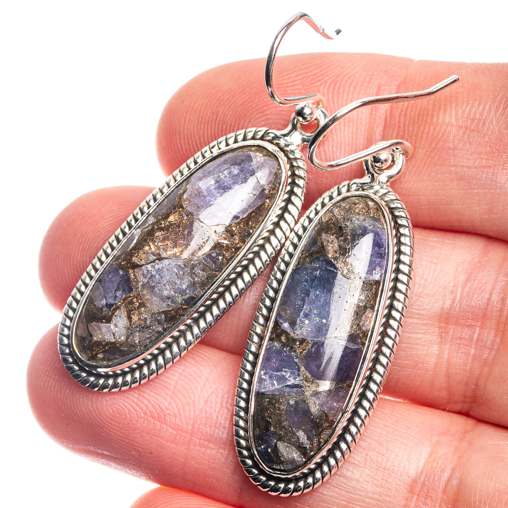 Brecciated Tanzanite 925 Sterling Silver Earrings 1 3/4"