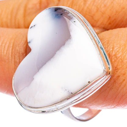Large Dendritic Opal Heart Ring Size 11.75 (925 Sterling Silver) R146550