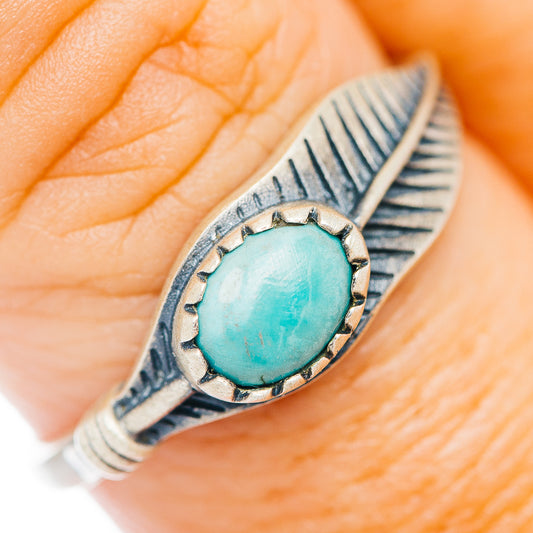 Mojave Turquoise Feather Ring Size 9 (.925 Sterling Silver)