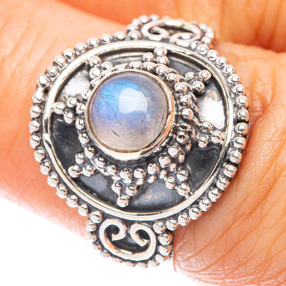 Rainbow Moonstone Ring Size 7 (925 Sterling Silver) R5561