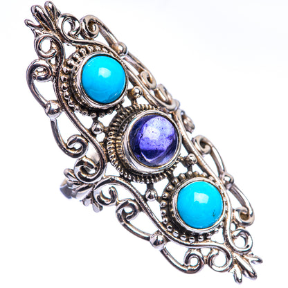 Large Tanzanite, Sleeping Beauty Turquoise 925 Sterling Silver Ring Size 6.5