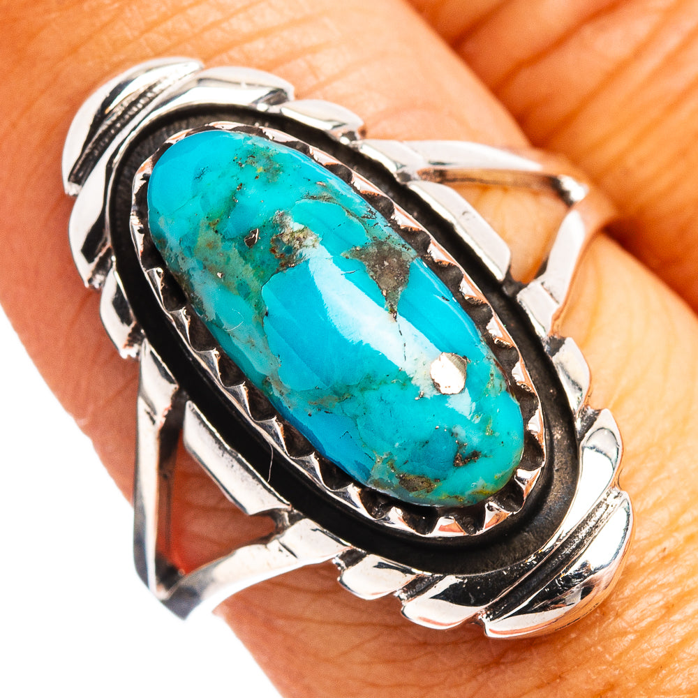 Native Style Mohave Turquoise Ring Size 8.5 (.925 Sterling Silver)