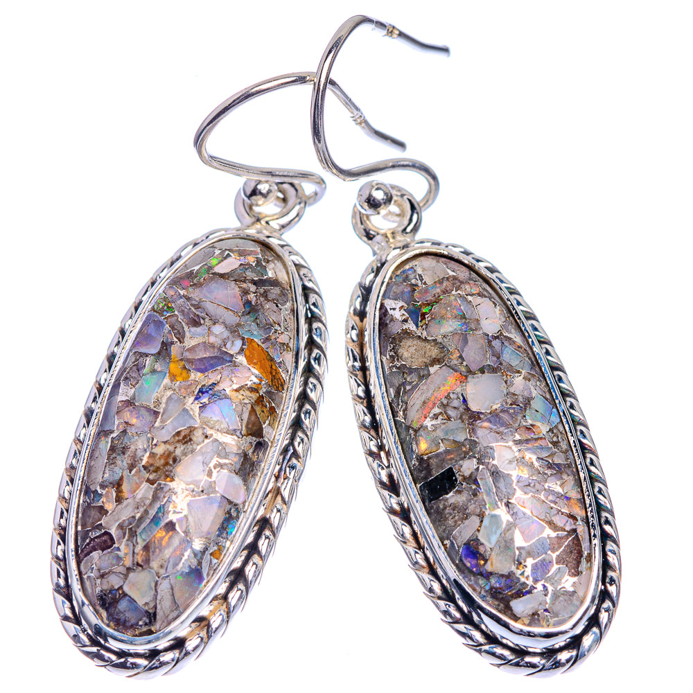 Brecciated Ethiopian Opal Earrings 1 5/8" (925 Sterling Silver) E432996