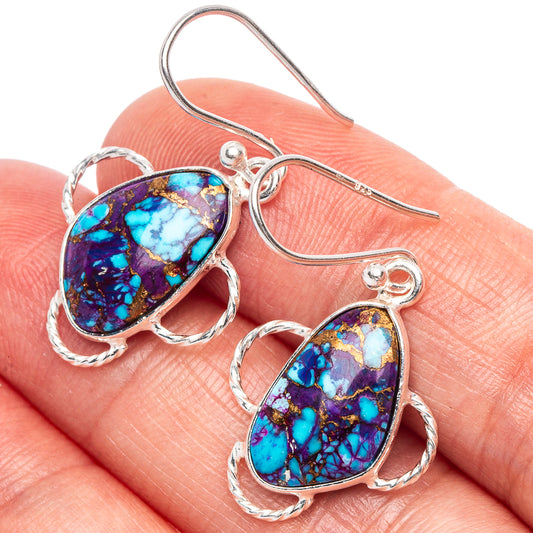 Spiny Oyster Turquoise Earrings 1 3/8" (925 Sterling Silver) E1911