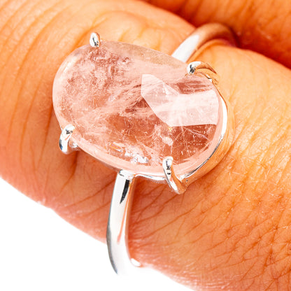 Faceted Morganite Ring Size 8.75 (.925 Sterling Silver)