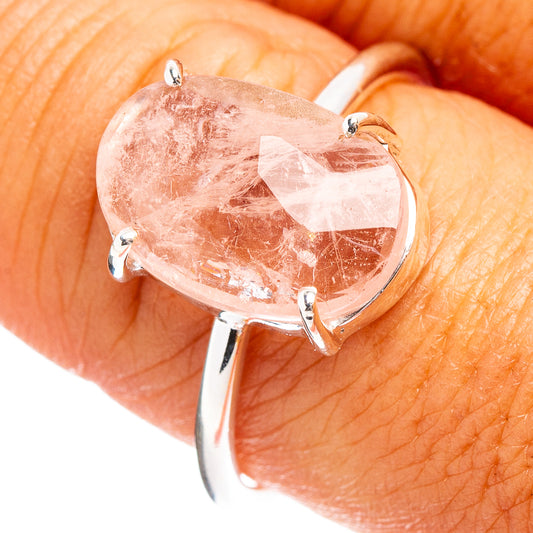 Faceted morganite ring in .925 sterling silver, pear-shaped pink stone