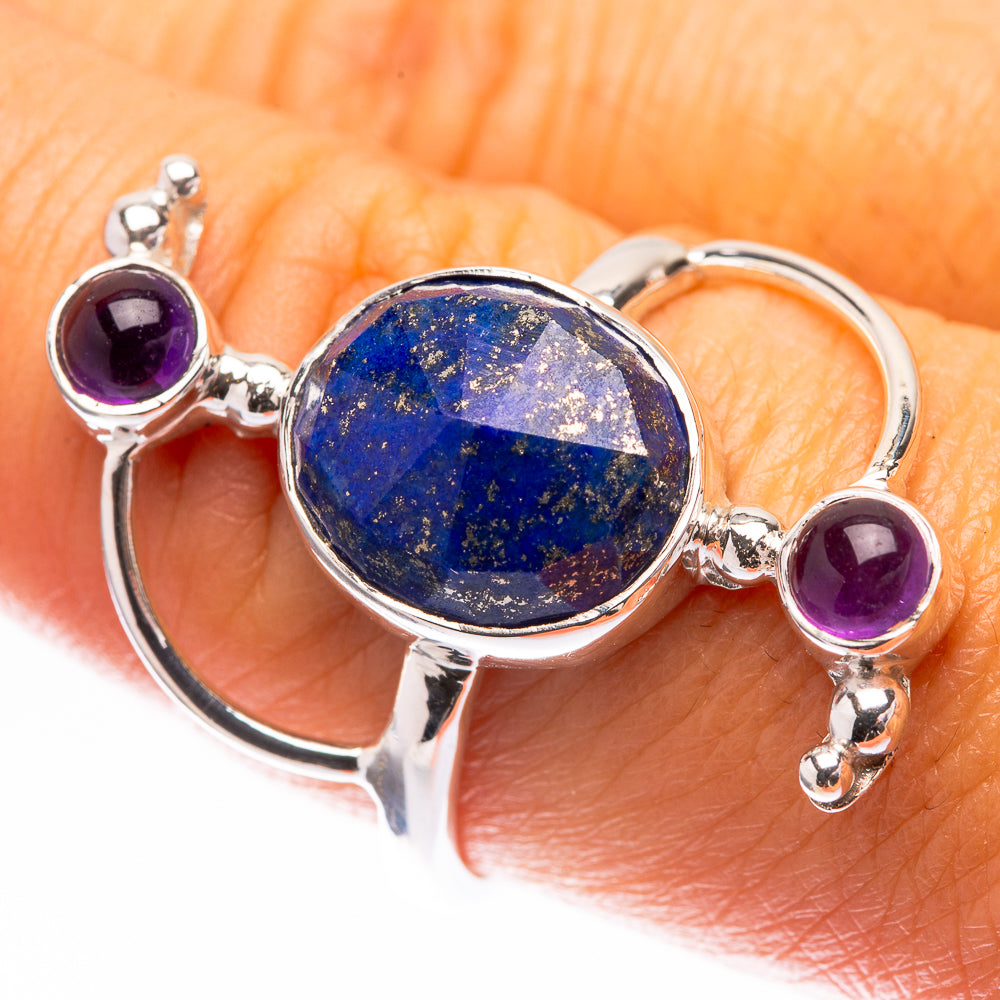 Premium Lapis Lazuli, Amethyst Ring Size 9 (925 Sterling Silver) R141896