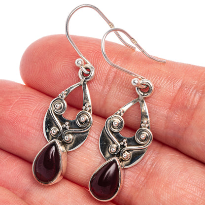 Garnet Earrings 1 1/2" (925 Sterling Silver) E433512
