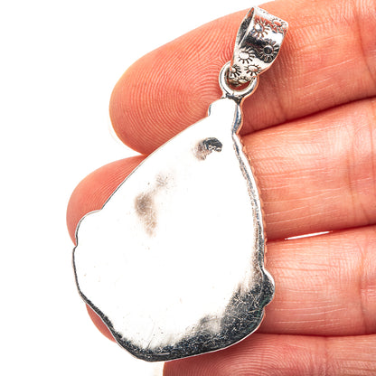 Exclusive Southwestern Style Hubei Turquoise Pendant 2" (.925 Sterling Silver)
