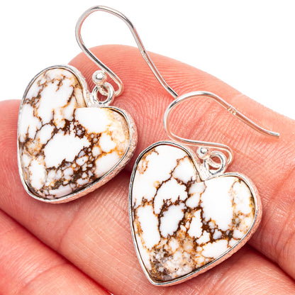 Wild Horse Jasper Heart Earrings 1 1/4" (925 Sterling Silver) E1764