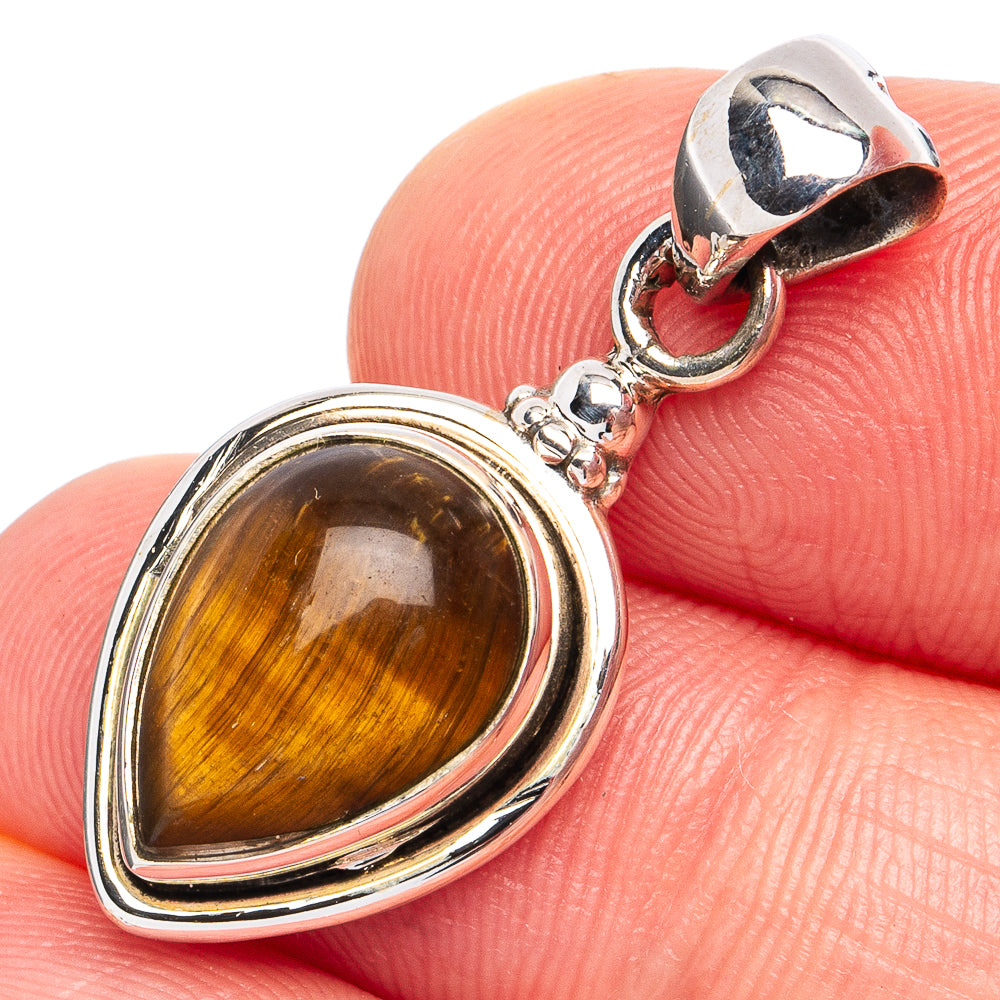 Dainty Tiger Eye Pendant 1 1/4" (925 Sterling Silver) P45239