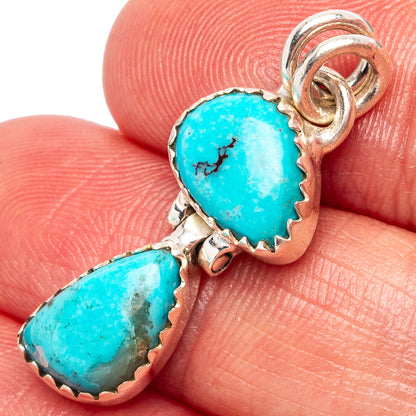 Kingman Turquoise Pendant 1 1/8" (.925 Sterling Silver)