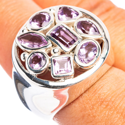 Sterling silver tanzanite ring with purple oval and marquise stones, size 8