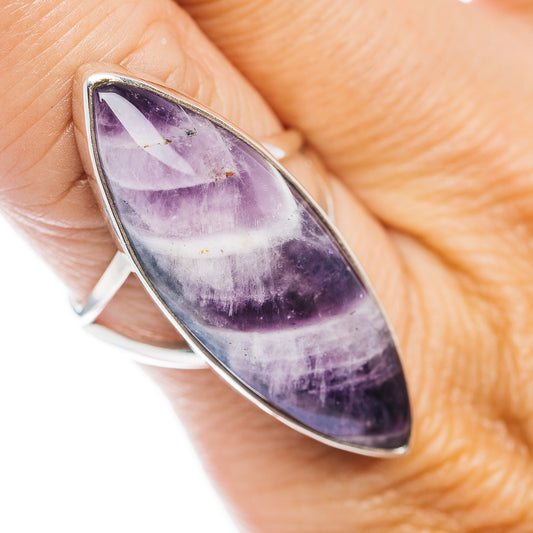 Amethyst marquise ring with .925 sterling silver band, faceted purple stone