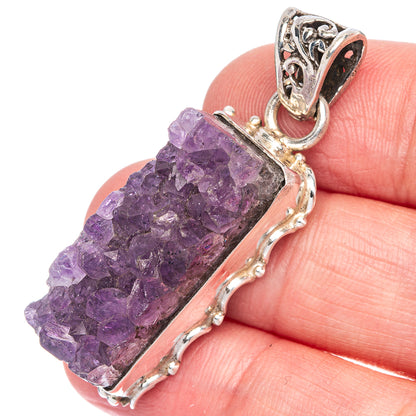 Amethyst Crystal Pendant 1 5/8" (925 Sterling Silver) P40062