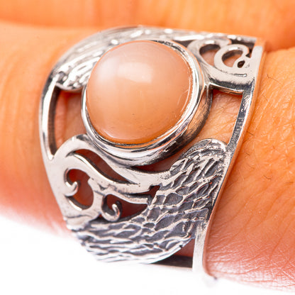 Peach Moonstone Ring Size 8.25 (925 Sterling Silver) R140520