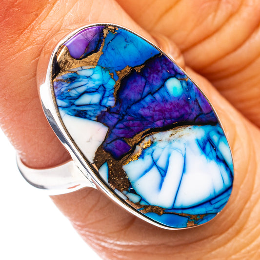 Premium Purple Dahlia Turquoise Ring Size 6 Adjustable (.925 Sterling Silver)