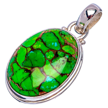 Green Copper Turquoise Pendant 1 3/8" (.925 Sterling Silver)