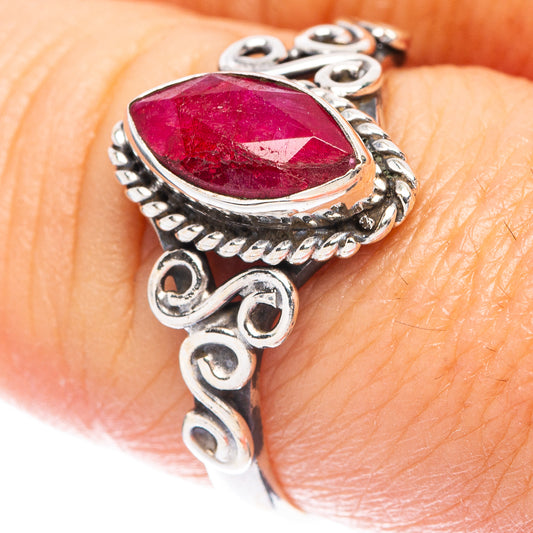 Red Sillimanite Dainty Ring Size 7.5 (925 Sterling Silver) R5790