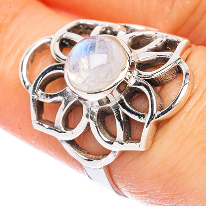Rainbow Moonstone Ring Size 7.25 (925 Sterling Silver) R2818