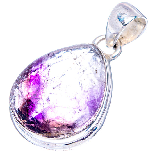 Bi-color amethyst teardrop pendant with sterling silver bail and bezel frame