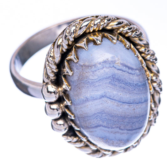 Blue Lace Agate Ring Size 9 (925 Sterling Silver) R144573
