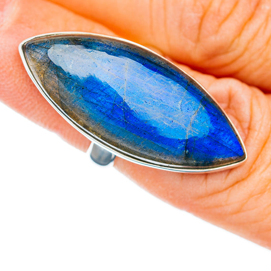 Premium Labradorite Ring Size 5 Adjustable (.925 Sterling Silver)