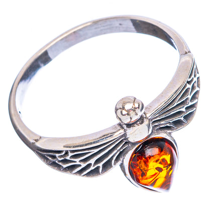 Baltic Amber Honey Bee Ring Size 6 (.925 Sterling Silver)