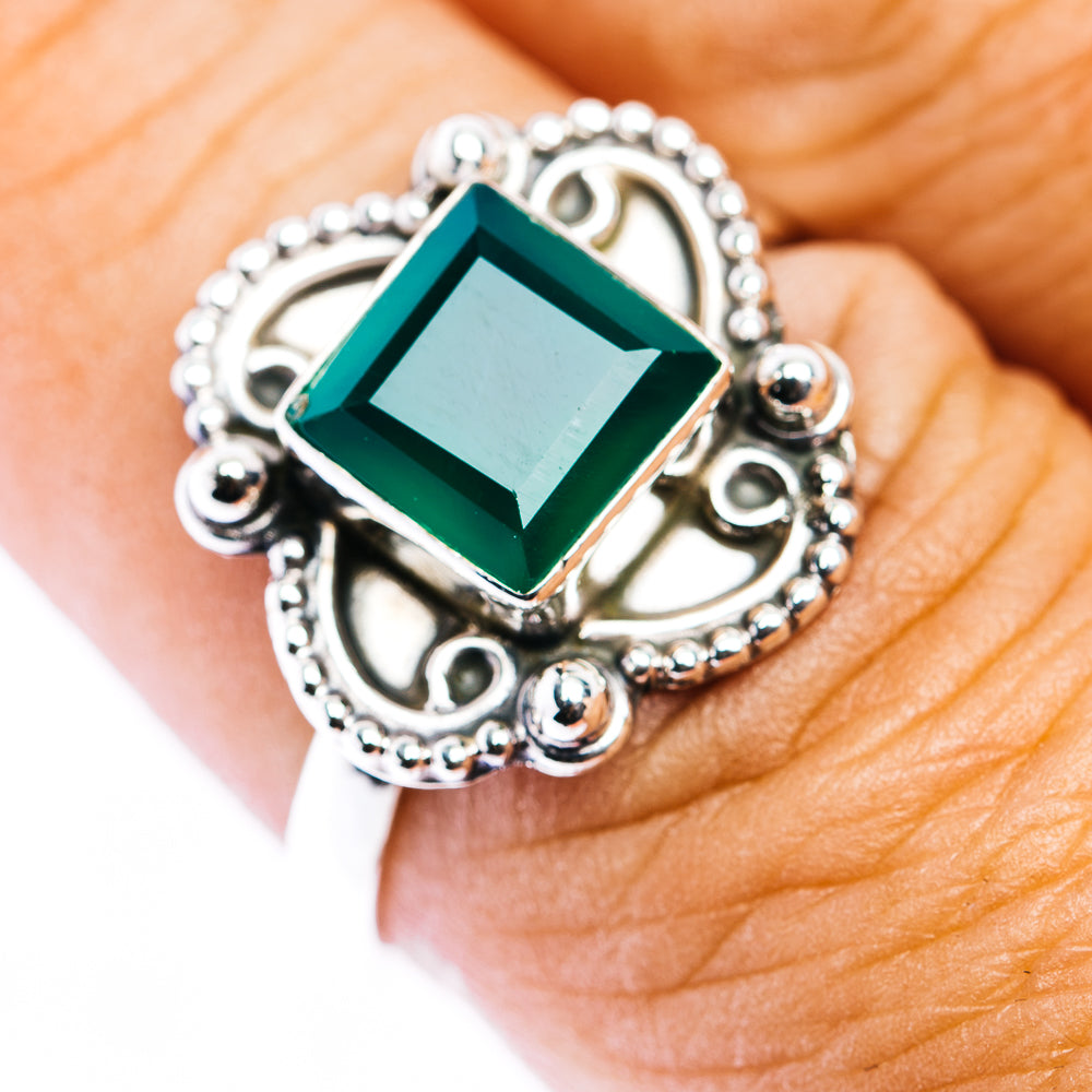 Green Onyx Ring Size 8.25 (.925 Sterling Silver)
