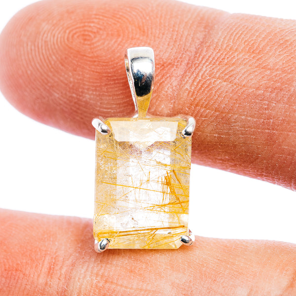Faceted Rutilated Quartz Pendant 3/4" (.925 Sterling Silver)