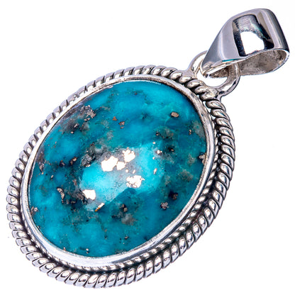 Persian turquoise oval pendant with ornate beaded silver frame and hinged bail