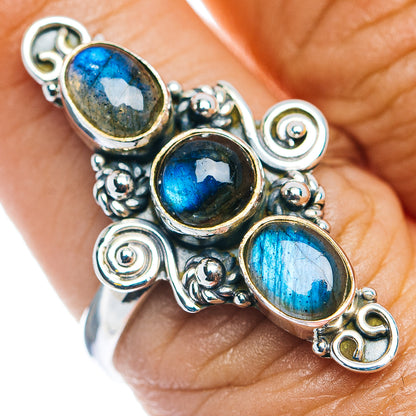 Labradorite Boho Ring Size 8.5 (.925 Sterling Silver)
