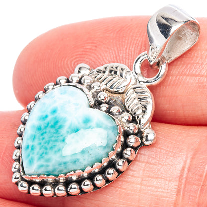 Larimar Heart Pendant 1 3/8" (925 Sterling Silver) P41768