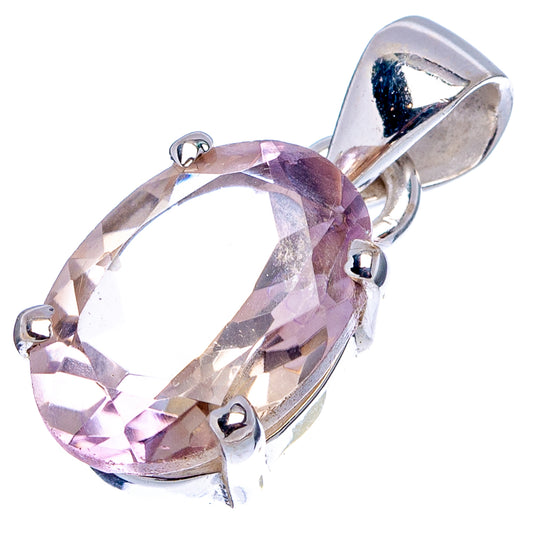 Faceted ametrine gemstone pendant in sterling silver with bail and prong setting