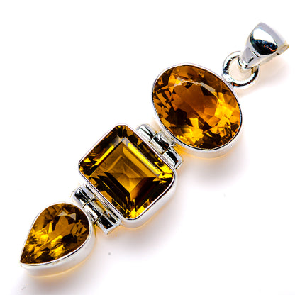 Faceted Citrine Pendant 2" (925 Sterling Silver) PD38006