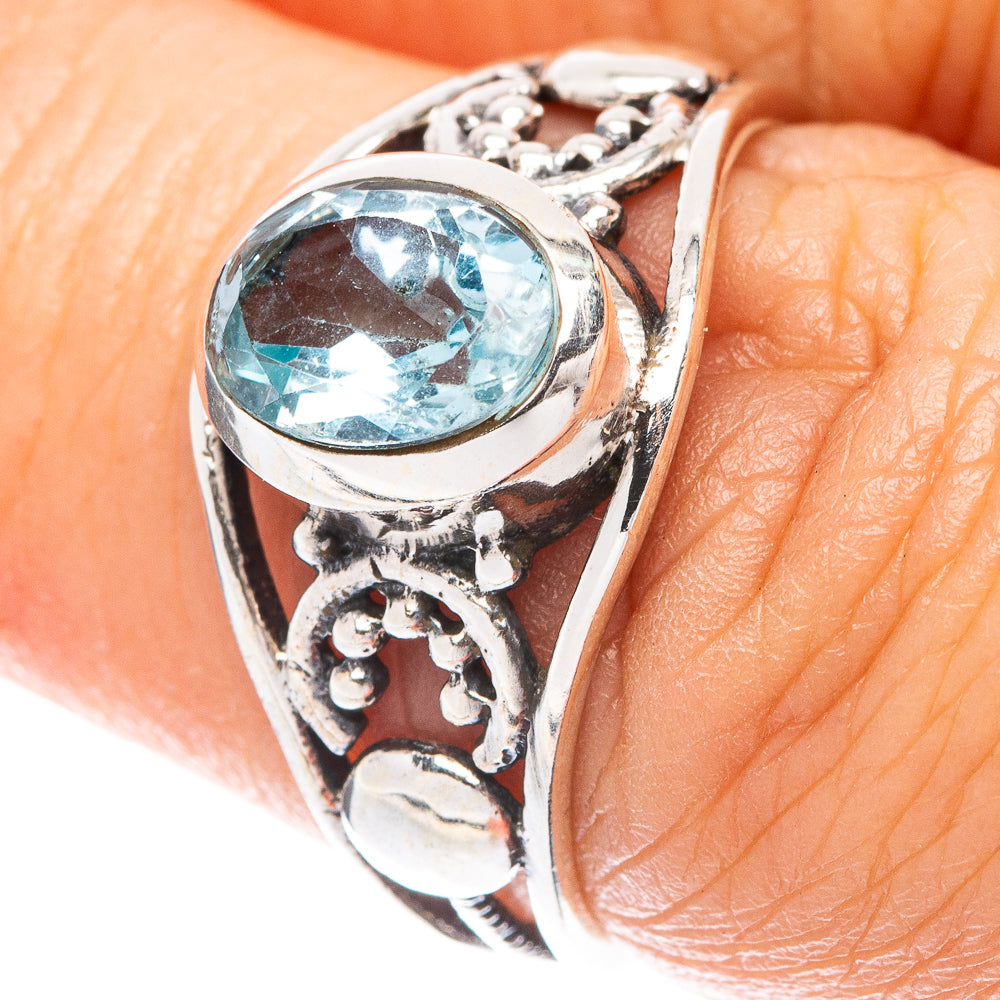 Blue Topaz Dainty Ring Size 6.75 (925 Sterling Silver) R6030