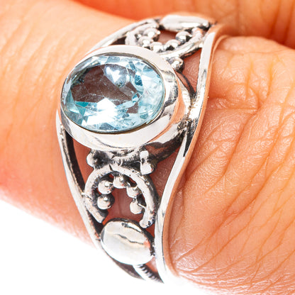 Blue Topaz Dainty Ring Size 6.75 (925 Sterling Silver) R6030