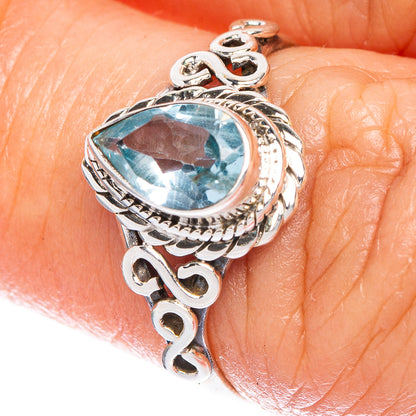 Blue Topaz Dainty Ring Size 6 (.925 Sterling Silver)