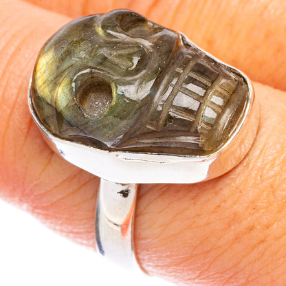 Labradorite Skull Ring Size 8.25 (925 Sterling Silver) R146817